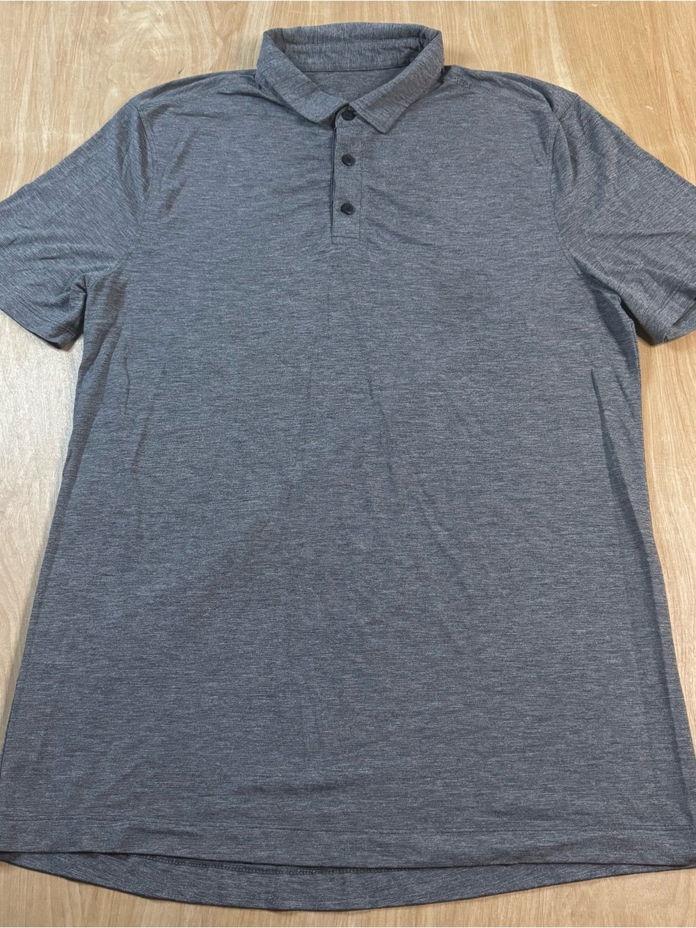Lululemon Mens Gray Solid Short Sleeve Collared Button Polo Shirt Size XL